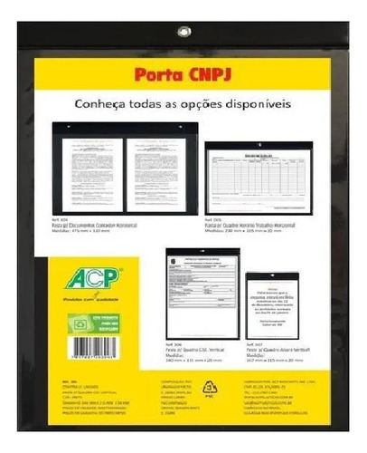 Porta Cnpj Vertical Acp 240mm X 315mm - Pt Com 10 Un.