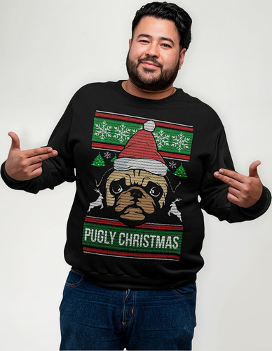 Sudadera Sueter Pugly Christmas Navidad Ugly Sweater Unisex