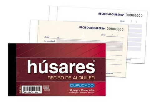 Talonario Husares Recibo De Alquiler Duplicado 21x10,5 Cm
