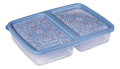 Pote Ret Porta Frios 2 Divisórias 1l Azul Decorado Plasútil Cor Mandala