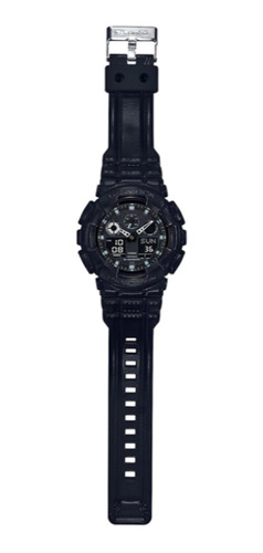 Imagen 2 de 2 de Reloj de pulsera Casio G-Shock GA-100 de cuerpo color negro, analógico-digital, para hombre, fondo negro, con correa de resina color negro, agujas color blanco, dial blanco, subesferas color blanco y negro, minutero/segundero blanco, bisel color negro y hebilla doble