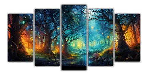 150x75cm Cuadro Bosque Encantado En Brillos Abstractos