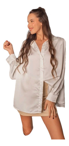 Camisa De Seda Oversize Pinzada Amplia Mujer Noche