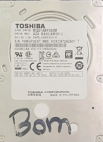 comprar Disco Rígido Interno Toshiba Mq01abf Series Mq01abf050 500gb Prata E Preto