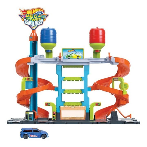 Imagen 2 de 5 de Pista Hot Wheels City Autolavado Mega Torre Mattel Hdp05