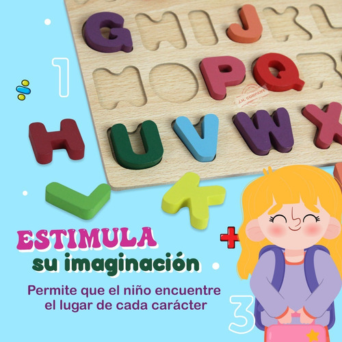 Rompecabezas Juguete Didactico Madera Numeros Letras M-092