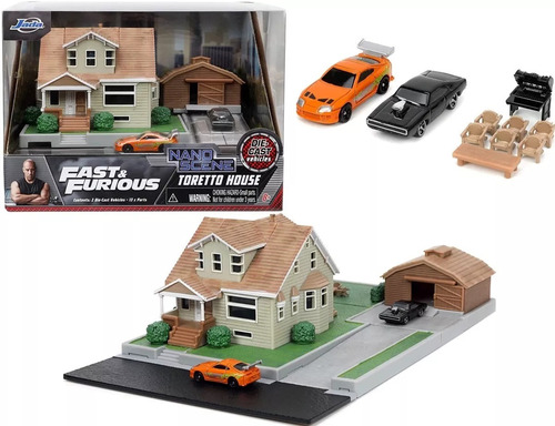 Diorama Casa Toretto Dodge Charger Y Toyota Supra Jada Nano 