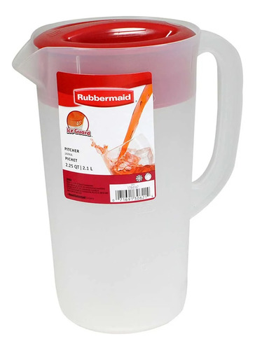 Rubbermaid Jarra Plástico 2.1 L Blanco Con Tapa Roja 2185004