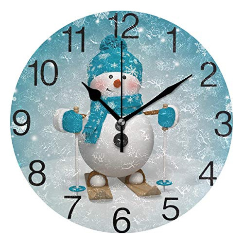 Reloj De Pared Redondo Diseño De Muñeco De Nieve De D...