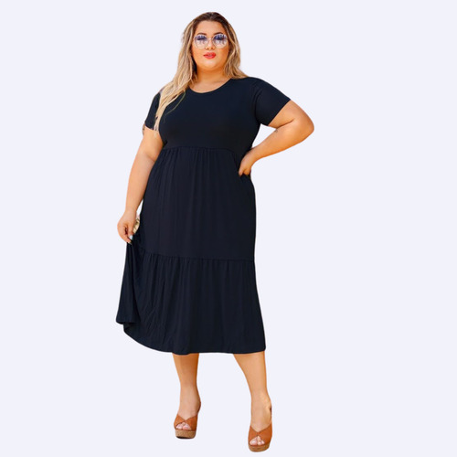 Vestido Feminino Moda Evangélica Midi Boneca Rodado Barato