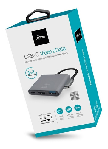 Adaptador Hub Type-c/ 3 En 1 Hdmi 4k Usb 3.0 Usb C Microlab