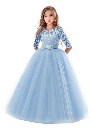 Niñas - Vestido De Princesa Con Lazo Vestido De Fiesta