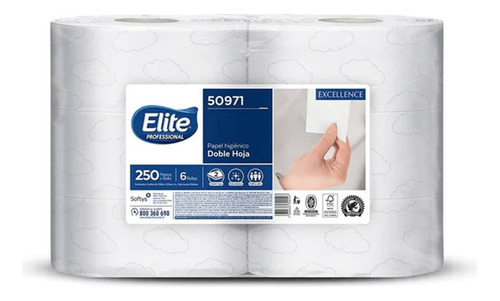 Papel Higiénico Elite Jumbo Dh 250 Mts X 6 Rollos - 50971