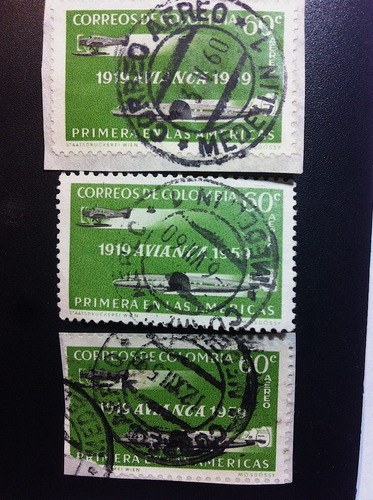Estampillas Timbres Postales Colombia Aviación 1919-1959