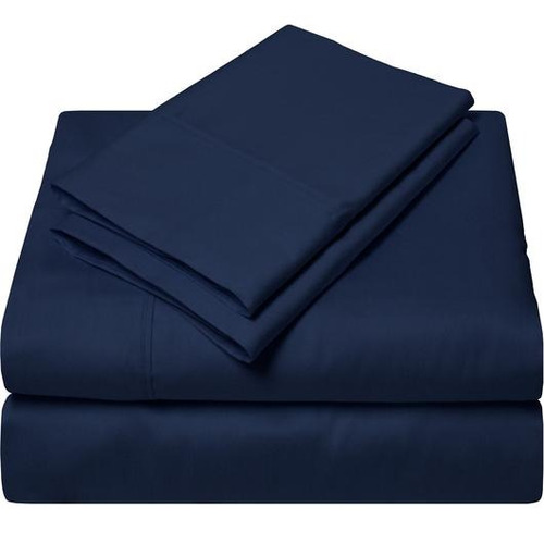 Juego Sábanas Azul Oscuro Liso Microfibra Queen
