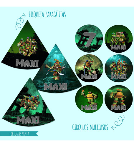Tortugas Ninja Kit Cumpleaños Imprimible Editable Candy Bar