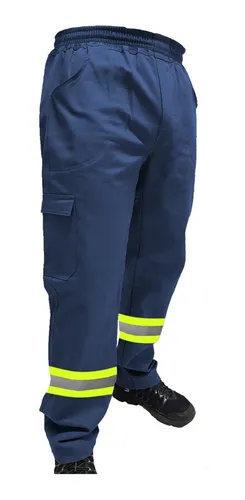 Calça de brim com faixa best sale refletiva