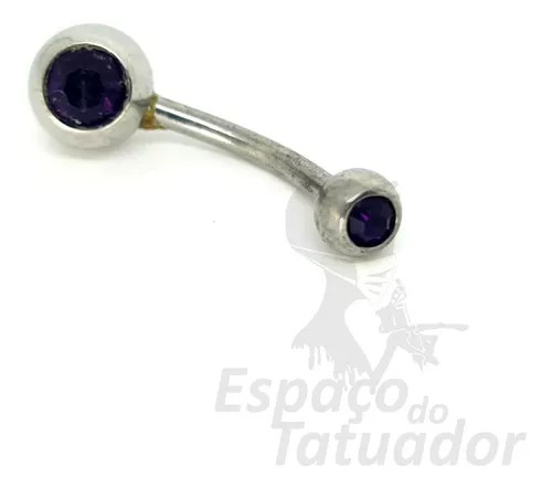 Piercing Umbigo 2 Pedras Pequena 1.2mm - 5 unidades - Espaço do Tatuador