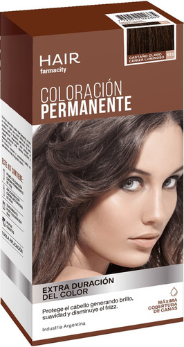  Kit Coloración Farmacity Castaño Claro Ceniza Luminoso 513  Tono 4 Castaño