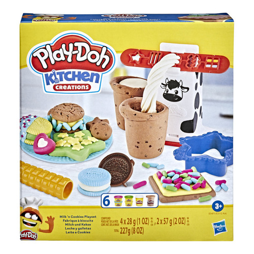 Set de harina Hasbro Play-doh con leche y galletas, varios colores