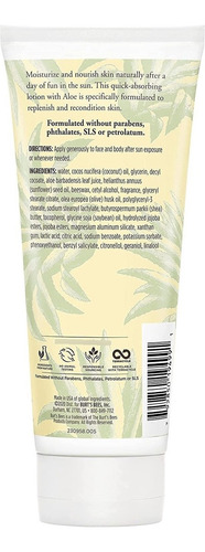 Burts Bees Lotion, Hydrating Aloe Coconut Oil Sun Burn Re