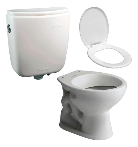 Set Combo Baño Inodoro Ferrum, Deposito Y Tapa Blanco