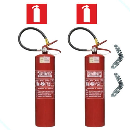 2 Extintores De Incêndio 6kg Abc 5anos + Suporte +placa