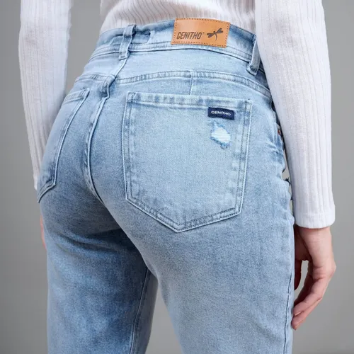 Pantalon Jean Mom Mujer Tiro Alto Elastizados Cenitho Jeans