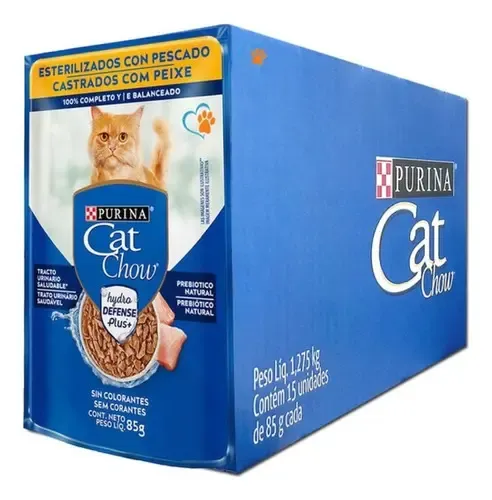 Sache Cat Chow Gatos Castrados Peixe Ao Molho 85g Com 15un