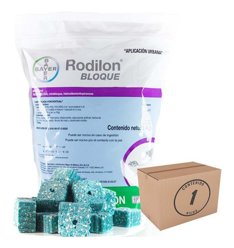 Rodilon Bloque De 1 Kg Bayer Rodenticida Ratas 1 Kg Cpj