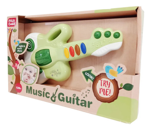 Juego Guitarra Para Bebes Luz Sonido Efectos Didactico Febo Color Verde