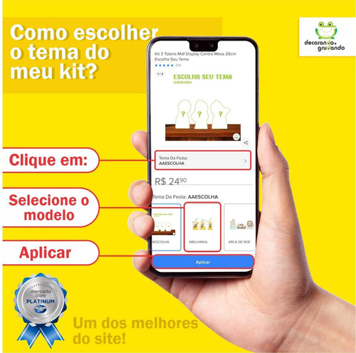 Imagem 4 de 4 de Kit 3 Totens Mdf Display Centro Mesa 26cm Escolha Seu Tema
