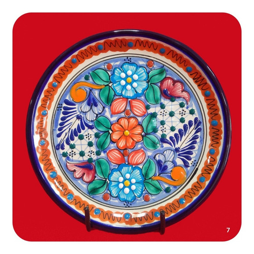 Imagen 6 de 8 de Set 10 Platos De Talavera Poblana Color 20 Cm Variados Plt