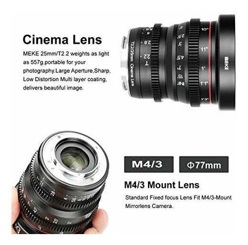 Imagen 4 de 6 de Meike T22 Mini Lente De Cine De Enfoque Manual Prime