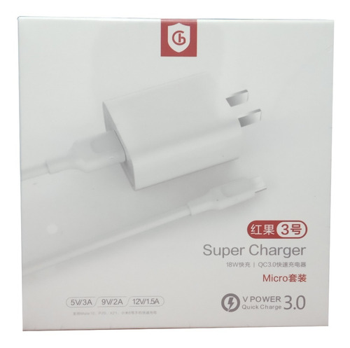 Cargador Carga Rápida 18w Micro Usb Quick Charge 3.0