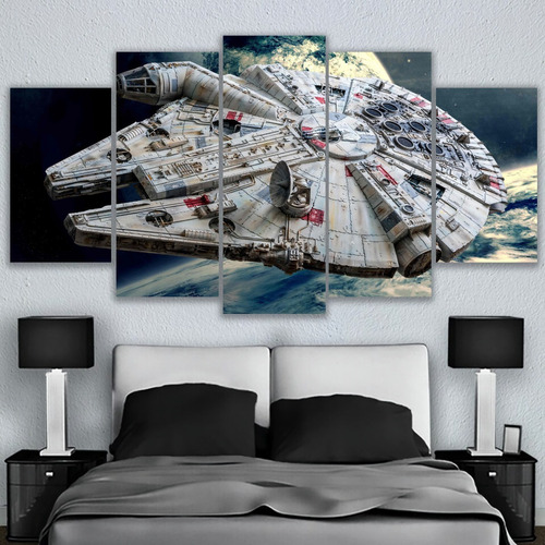 5 Cuadros Decorativos Halcon Milenario Star Wars Arte Unico