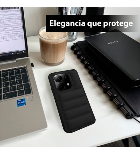 Funda Puffer Uso Rudo Para Xiaomi Redmi Note 14 Pro 4g + Kit 2 Micas Cristal Templado Evephones Bumper