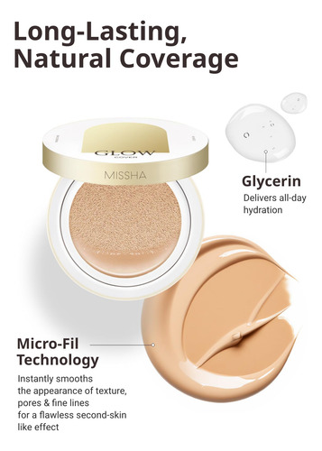 Base De Maquillaje Missha Glow No.23, Color Beige Natural