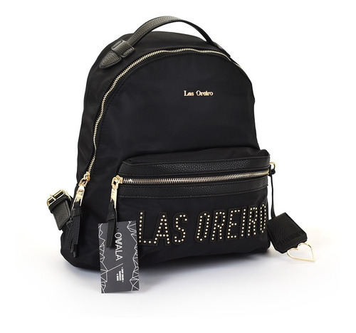 Imagen 1 de 6 de Mochila Las Oreiro Original Mujer Tachas Urbana Negra