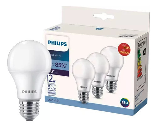 Lámpara X 3 Philips Led Fría 12 W