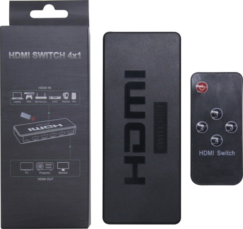 Switch Selector Hdmi 4x1 C/control Remoto 4k 1.4b Fuente Usb
