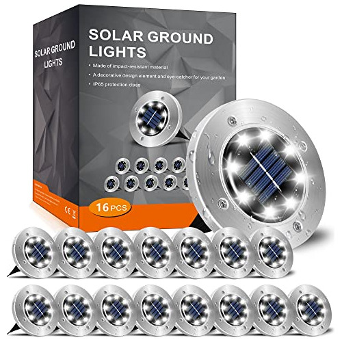 Luces Solares Suelo, Paquete De 16, 8 Led, Luces De Jar...