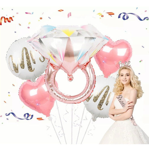 Kit Globos Anillo Diamante Compromiso Decoracion Fiesta