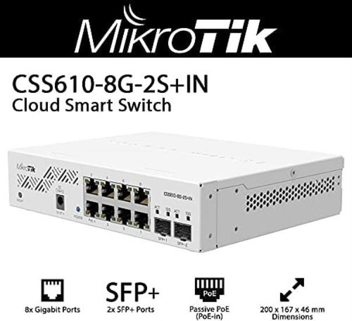 Switch Inteligente Em Nuvem Mikrotik Css610-8g-2s + 8x Giga