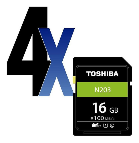 Cartão De Memória Sdhc 16gb 100mb/s Uhs-i Toshiba 4un