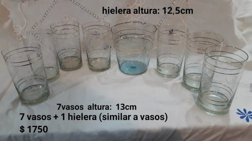 Antiguos Vasos Cristal Hielera Labrado Al Acido Hilo De Oro