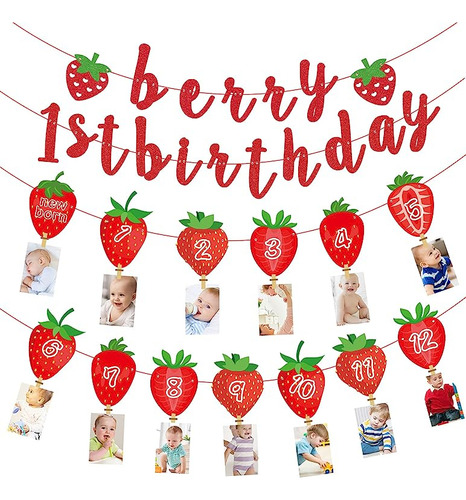 Cartel Fotos 1er Cumpleaños Fresas Para Recien Nacidos A 12