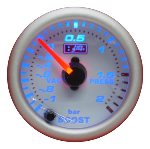 Reloj Presión De Turbo Bar Fondo Blanco 7 Colores Autogauge