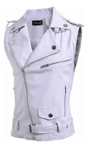 Comprar Colete De Couro Masculino Slim Fit Com Vários Zíperes