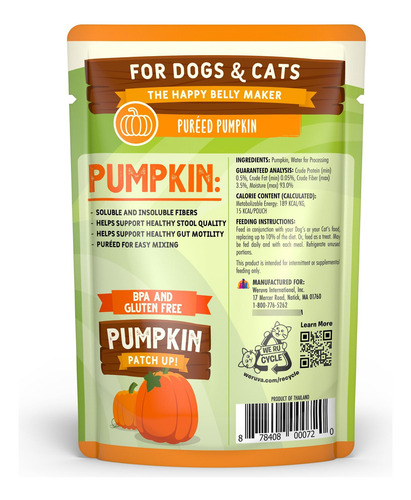 Weruva Pumpkin Patch Up Suplemento Puré De Calabaza 2.80 Oz
